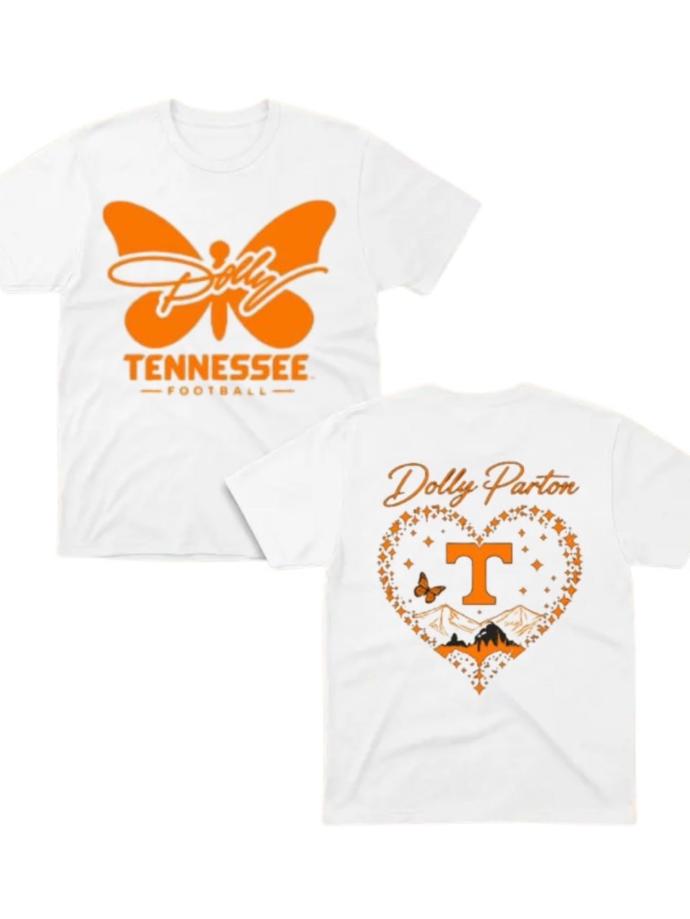 White Tee with Bold Orange Dolly Tennessee Graphics